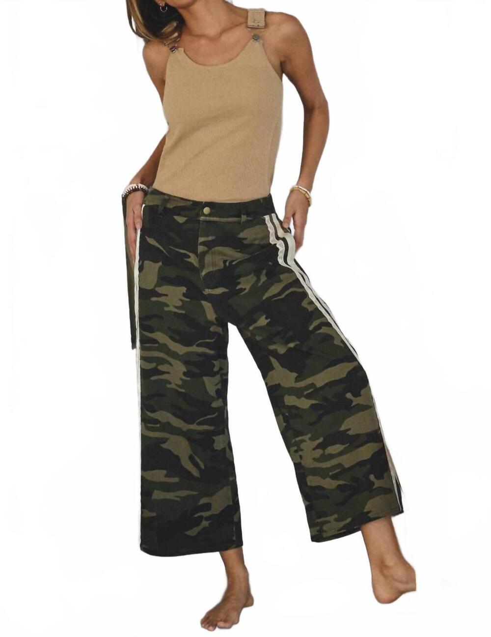NEW ODDI jenny printed washed denim pants in camo